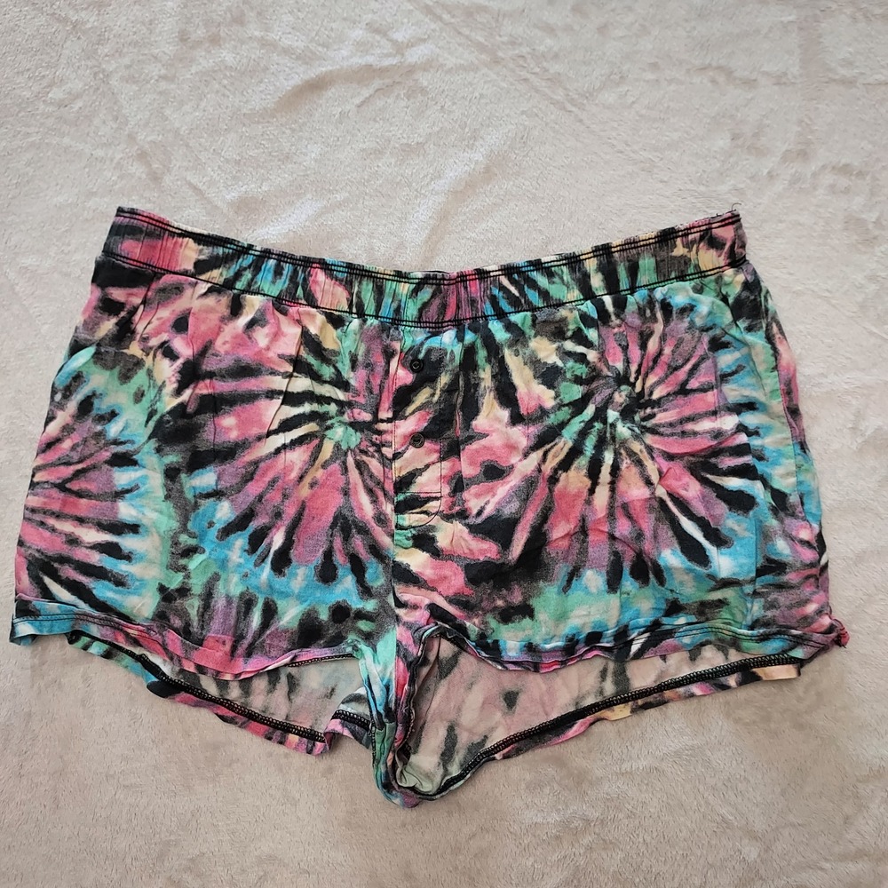PINK Victoria's Secret Tie Dye Sleep Shorts Large Multicolor Psychedelic Lounge